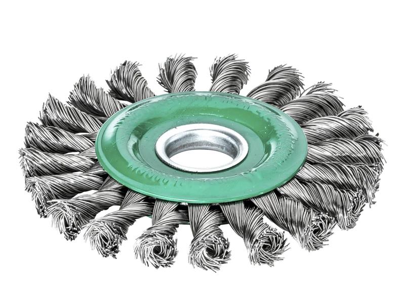 Knot Wheel Brush 125 x 14mm 22.2mm Bore, 0.50 Steel Wire