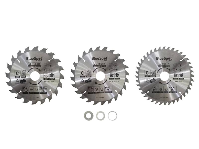190mm Circular Saw Blade Set, 3 Piece                                           