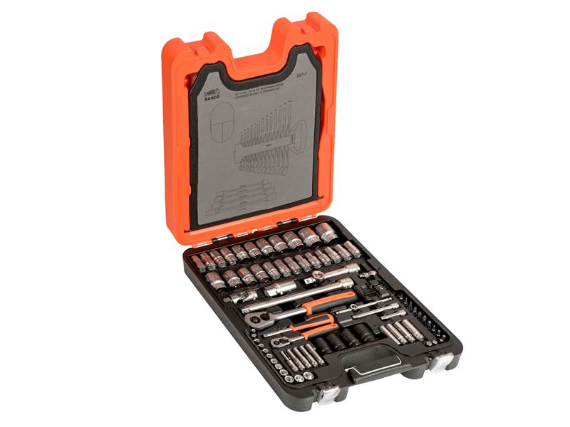 S87+7 1/4 & 1/2in Drive Socket & Spanner Set, 94 Piece                          