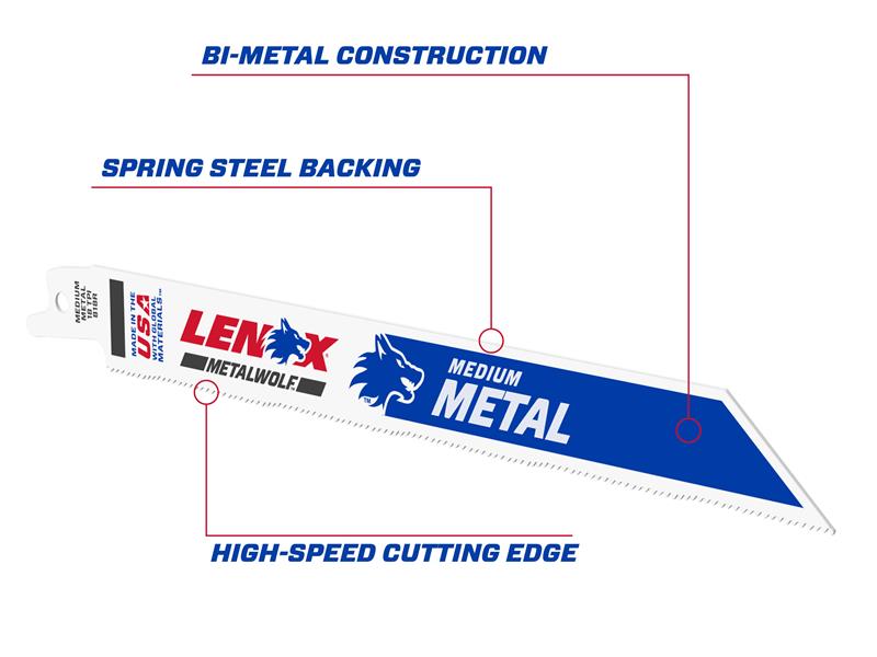 MetalWolf Wave Edge Reciprocating Saw Blade 229 x 25 x 1.1mm 14 TPI (Pack 5)