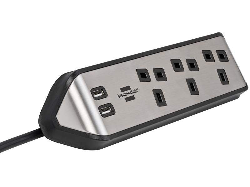 estilo Corner Extension Lead 240V 3-Gang 13A Black 2m                           