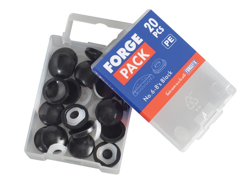 Domed Cover Cap Black No. 6-8 ForgePack 20                                      