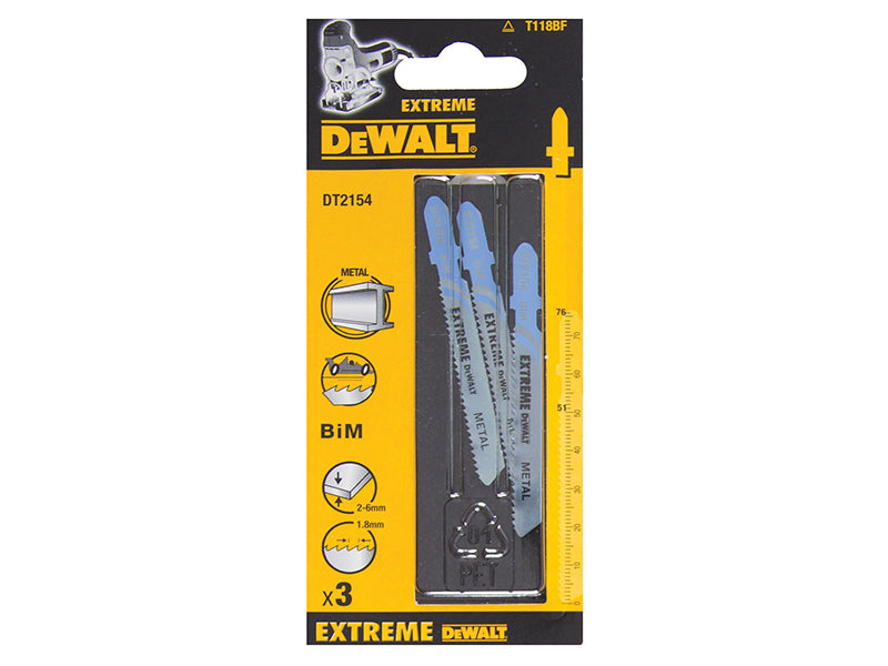 DT2154 EXTREME Metal Cutting Jigsaw Blades Pack of 3                            