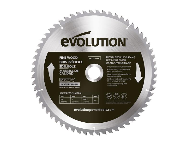 Fine Wood Mitre/Table Saw Blade 255 x 25.4mm x 60T                              