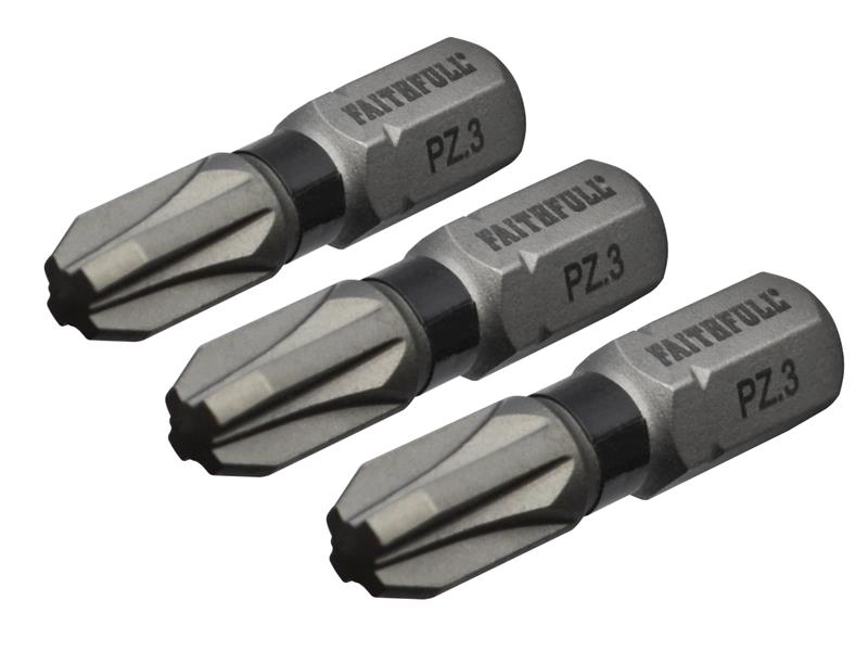 Pozidriv Impact Screwdriver Bits PZ3 x 75mm (Pack 3)