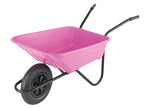 90L Pink Polypropylene Wheelbarrow - Puncture Proof