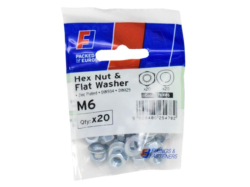 Nut & Washer M6 ForgePack 20                                                    
