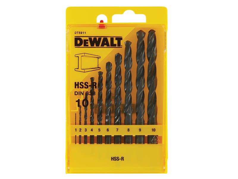 DT5911 HSS-R Jobber Drill Bit Set, 10 Piece                                     