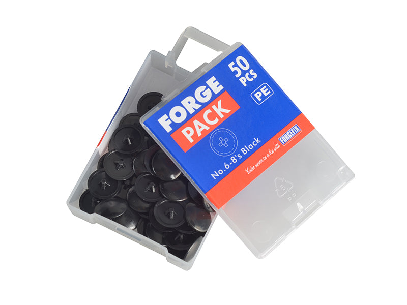 Pozi Compatible Cover Cap Black No.6-8 Forge Pack 50                            