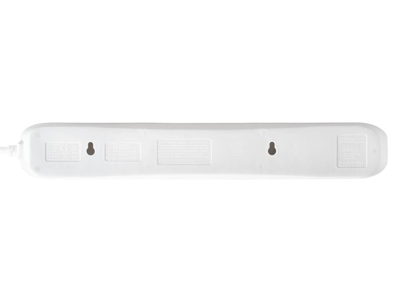 Extension Lead 240V 6-Gang 13A White Surge Protected 2m