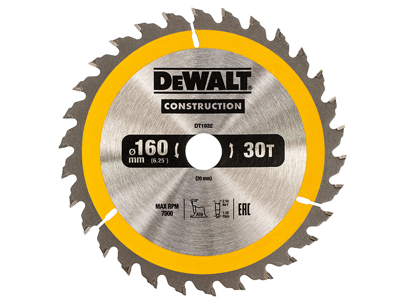 Portable Construction Circular Saw Blade 160 x 20mm x 30T                       