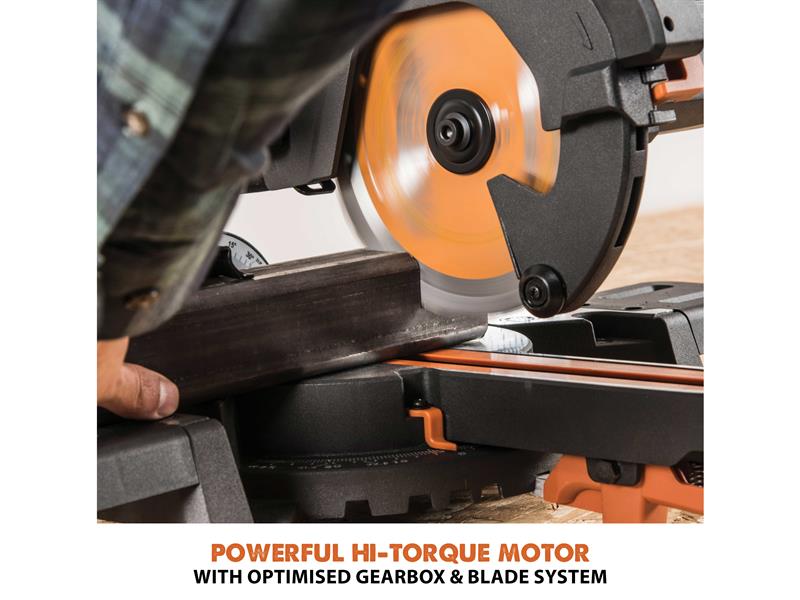 R185SMS+ 185mm Multi-Material Sliding Mitre Saw 1200W 240V                      