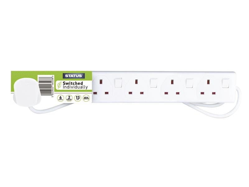 Extension Socket Switched 6 Way 2m White S6W2MINDSS12