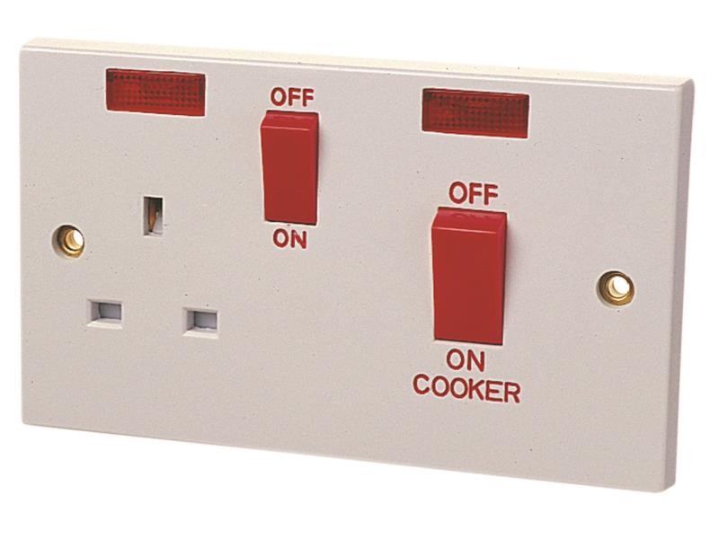 Double Pole Switch 45A with Switched Socket 13A                                 