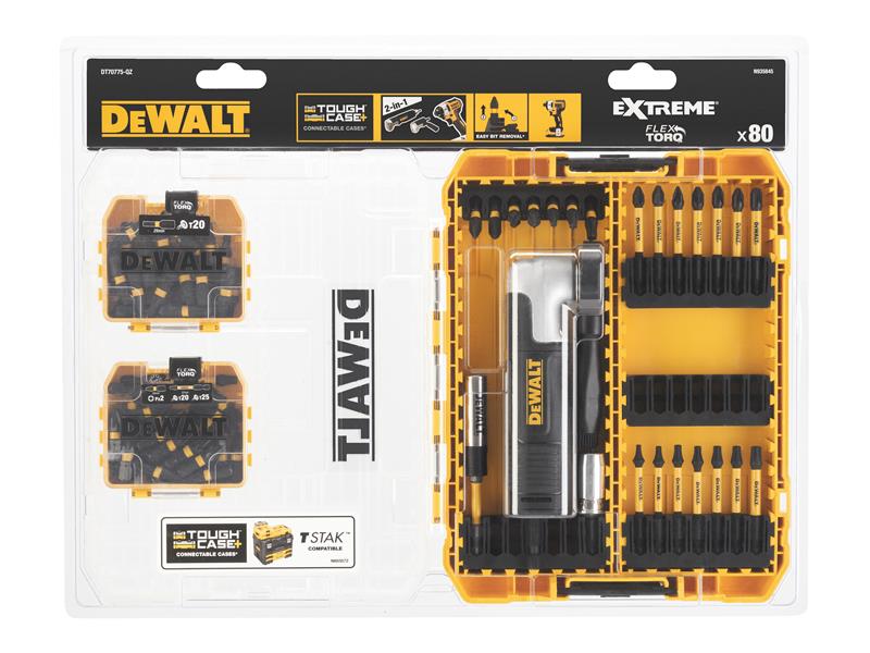 DT70775 Mix Bit Set with Right-Angle Attachment, 80 Piece                       