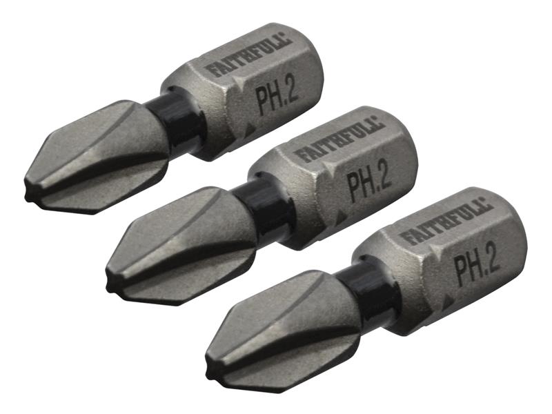 Phillips Impact Screwdriver Bits PH3 x 50mm (Pack 3)