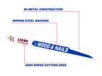 LumberWolf Reciprocating Saw Blade 305 x 19 x 1.3mm 6 TPI (Pack 5)
