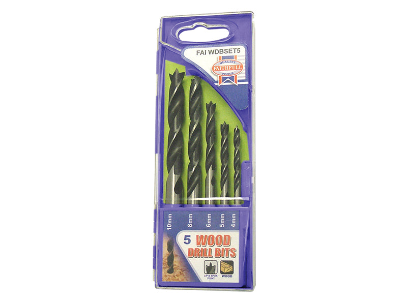Lip & Spur Wood Drill Bit Set, 5 Piece