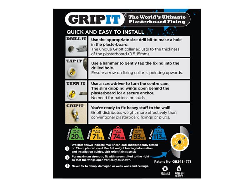 Yellow Plasterboard Fixings 15mm (Pack 25)                                      