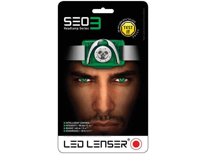 SEO3 LED Headlamp - Green (Test-It Pack)