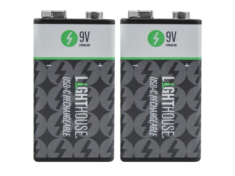 9V USB-C Rechargeable Li-ion Battery Pack of 2