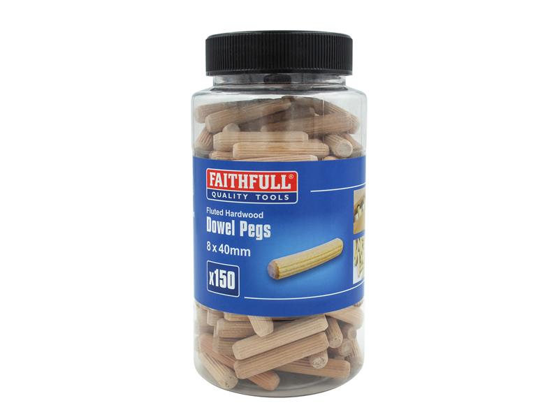Wood Dowels Fluted 40 x 8mm (Tub 150)                                           