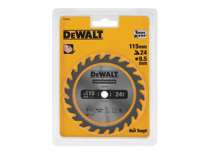 DT20420 TCT Construction Circular Saw Blade 115 x 9.5mm x 24T                   