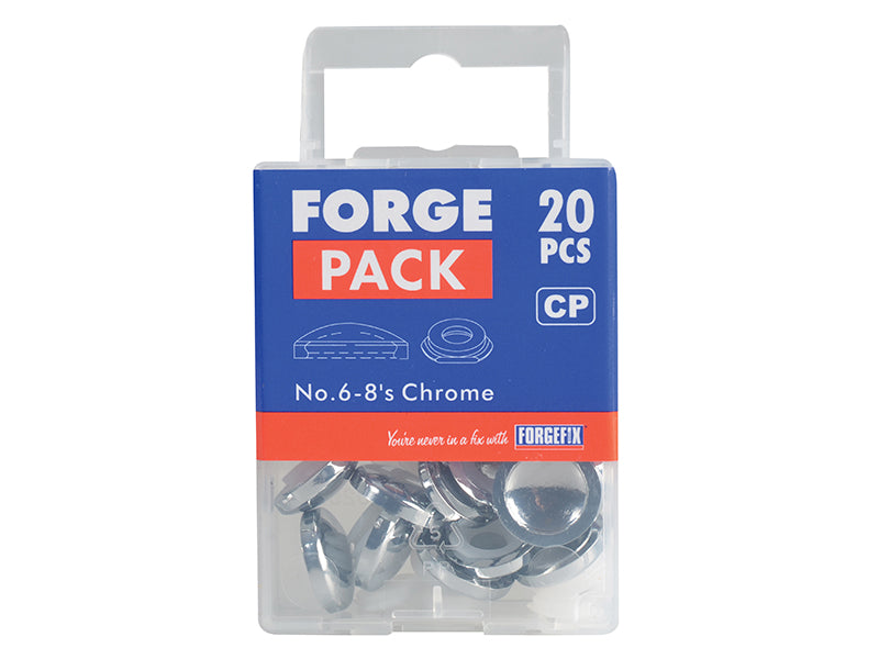 Domed Cover Cap Chrome No. 6-8 Forge Pack 20                                    