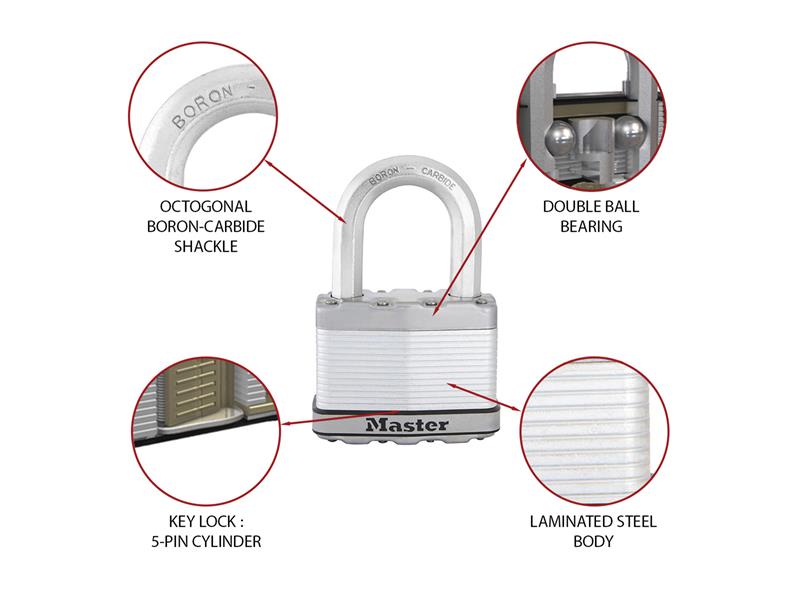Excell™ Laminated Steel 50mm Padlock - 38mm Shackle - Keyed Alike x 3