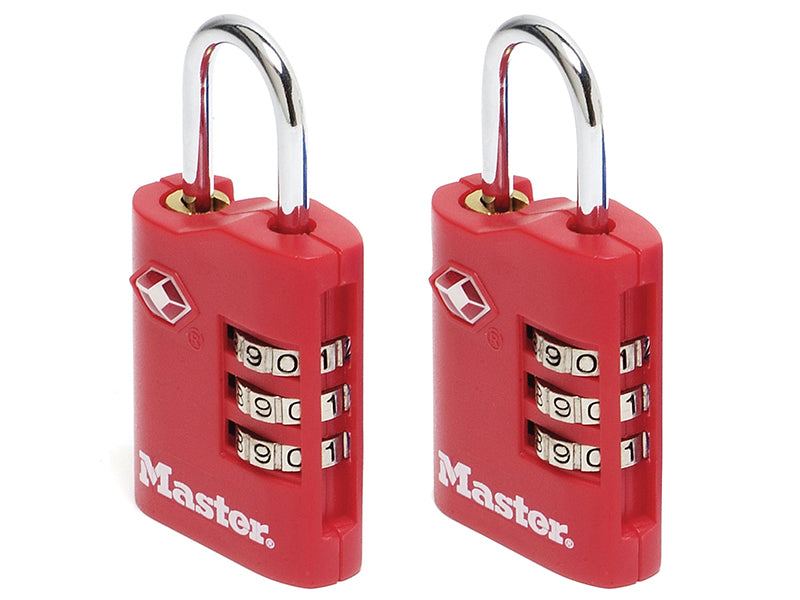 TSA 3-Digit Combination Zinc 30mm Padlock x 2