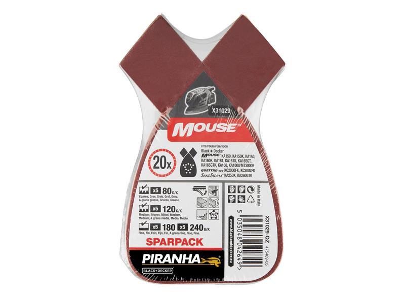 X31029 Mouse Sanding Sheets Assorted (Pack 20)                                  