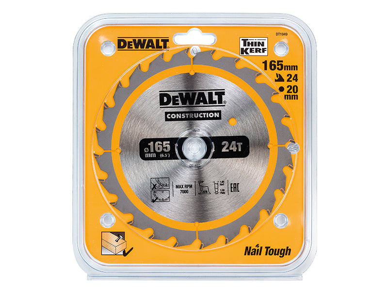 Cordless Construction Trim Saw Blade 165 x 20mm x 24T                           