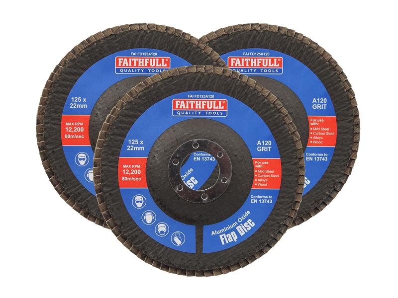 Aluminium Oxide Flap Disc 125 x 22mm Mixed Grit (3 Pack)