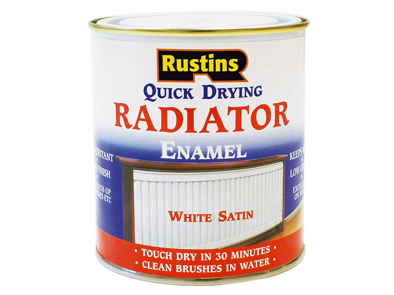 Quick Dry Radiator Enamel Paint Satin White 500ml