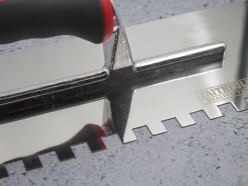 Notched Trowel Serrated 10mm Stainless Steel Soft Grip Handle 13 x 4.1/2in      