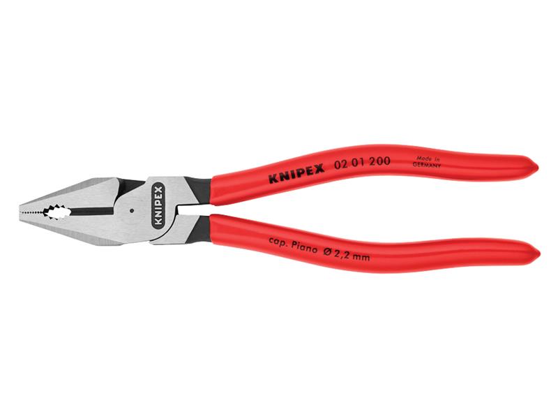 02 01 200 High Leverage Combination Pliers Plastic Coated Grip 200mm            