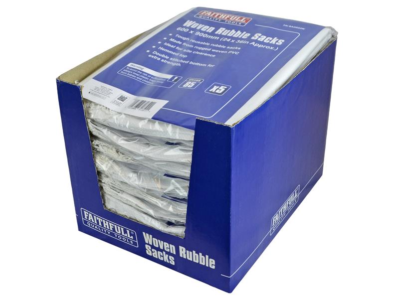 Woven White Rubble Sacks (Pack 5)                                               