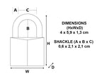 Aluminium Black Vinyl Cover 50mm Padlock 4-Pin