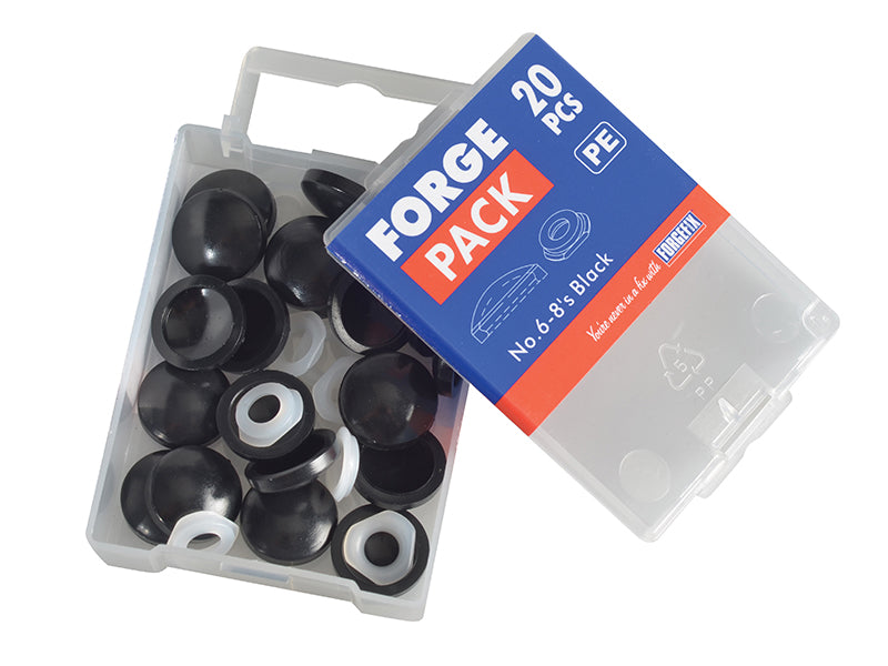 Domed Cover Cap Black No. 6-8 ForgePack 20                                      