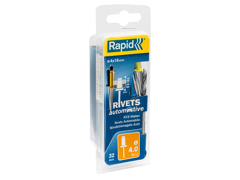 Automotive Rivets 4 x 16mm 4 Colours Blister of 32