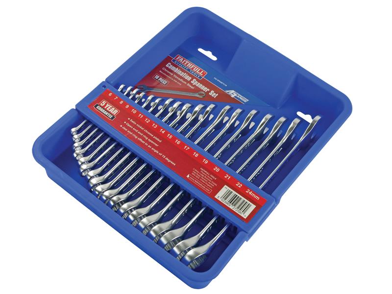 Chrome Vanadium Combination Spanner Set, 18 Piece                               