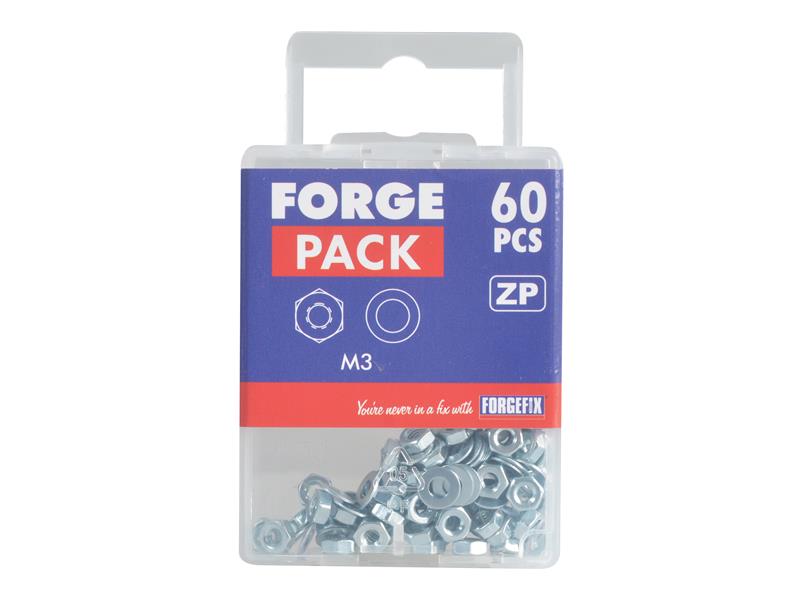 Hexagonal Nuts & Washers ZP M3 ForgePack 60                                     