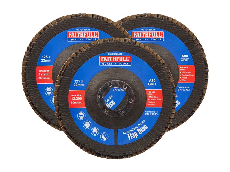 Aluminium Oxide Flap Disc 125 x 22mm Mixed Grit (3 Pack)