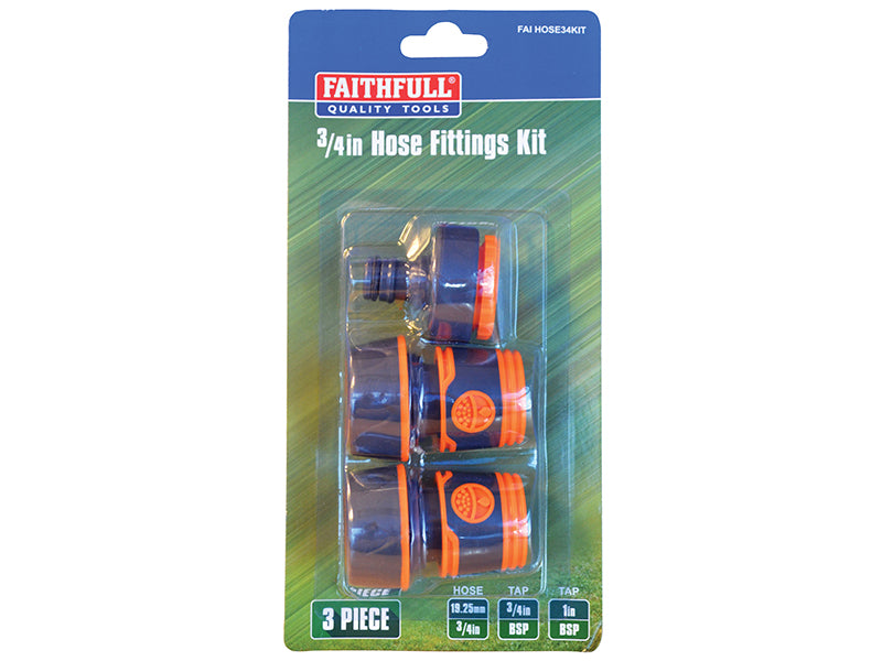 3/4in Plastic Hose Fittings Kit, 3 Piece                                        